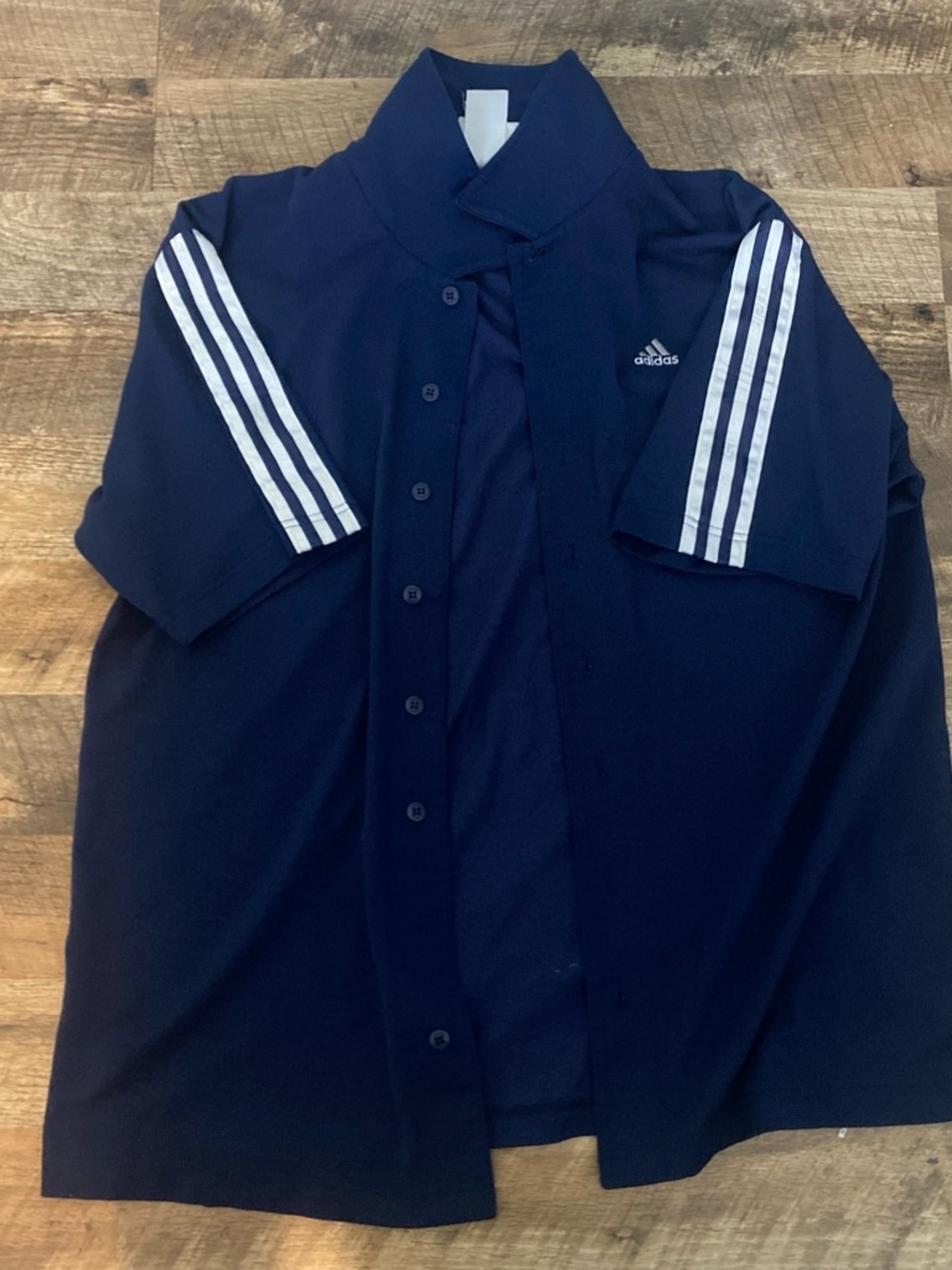 adidas Navy Polo Shirt with White 3-Stripe Sleeves